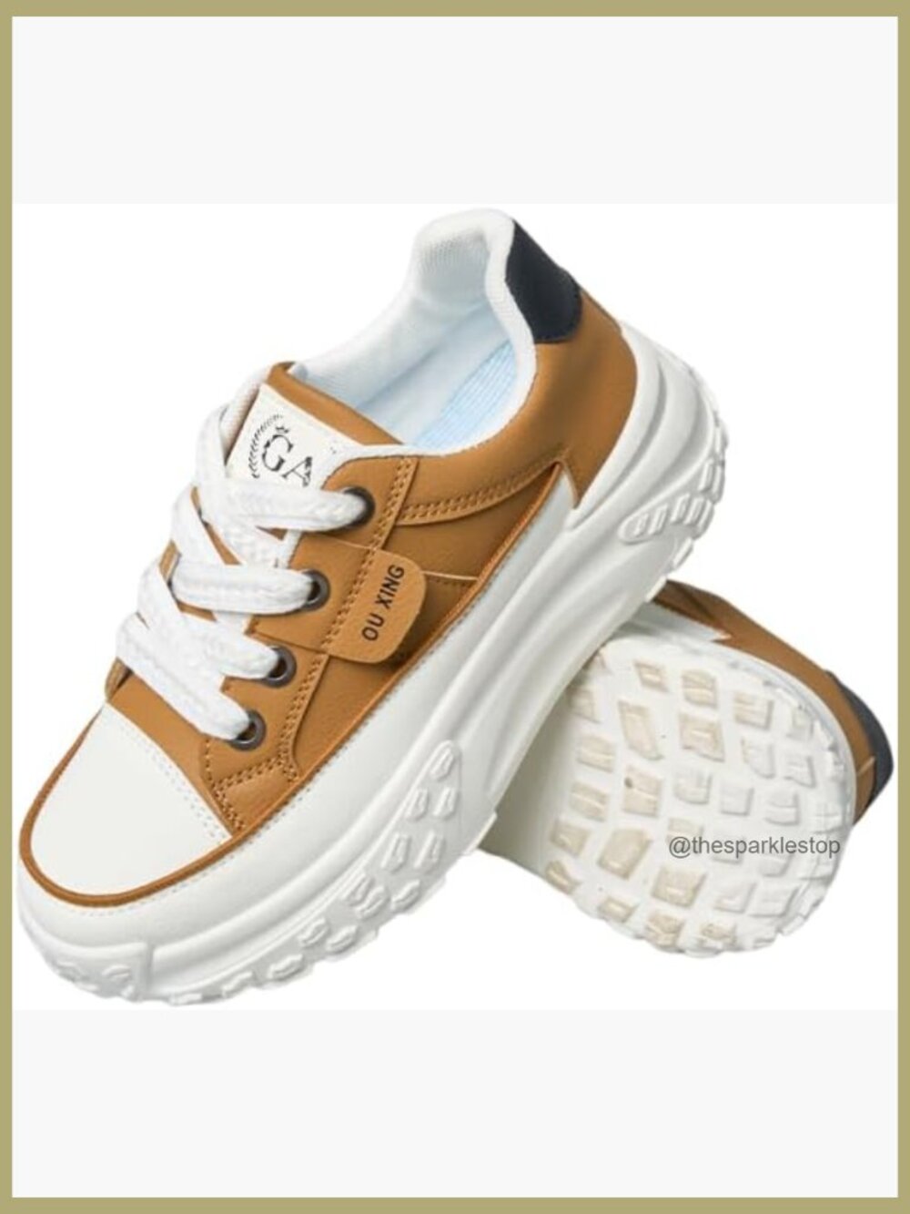 Lace Up Thick Soled Non Slip PU Sports Sneakers Breathable Running Shoes